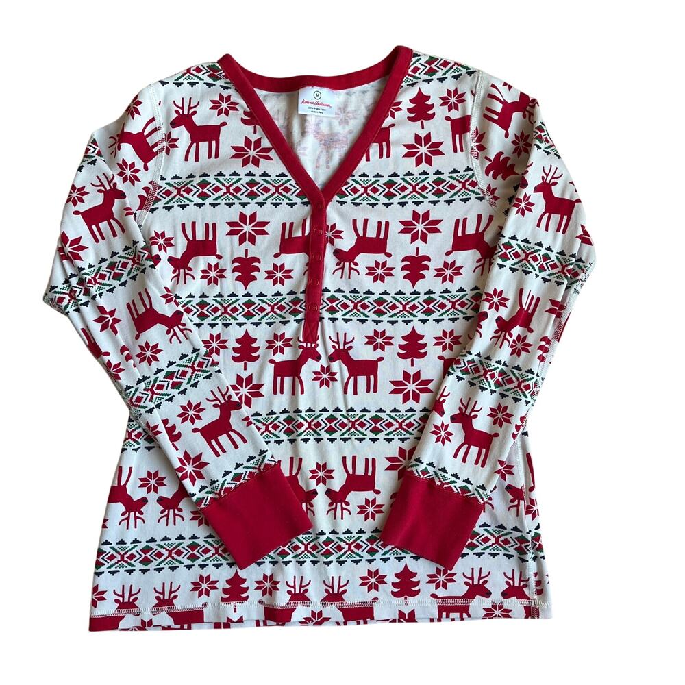Hanna Andersson Red Deer Henley Pajama Top Women’s Medium